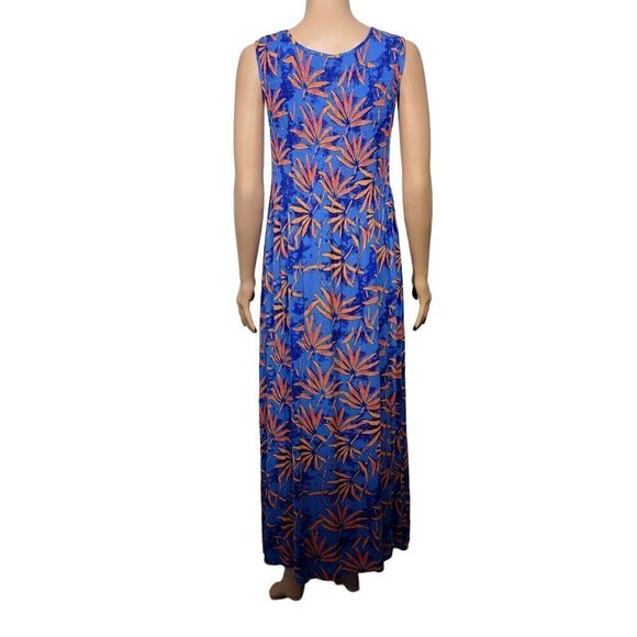 Soft Surroundings Women's Blue Maxi Length Tropical Print Dress Size M - Picture 5 of 10